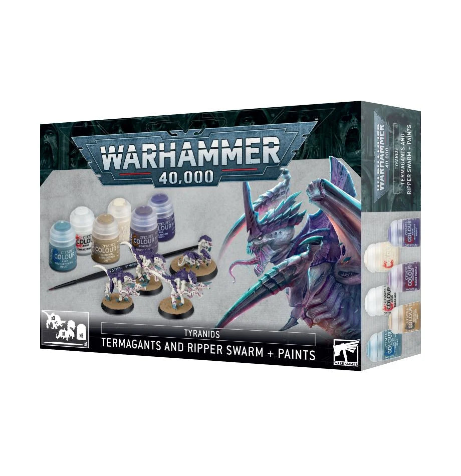 40K - Tyranid Termagants And Ripper Swarm + Paints Set